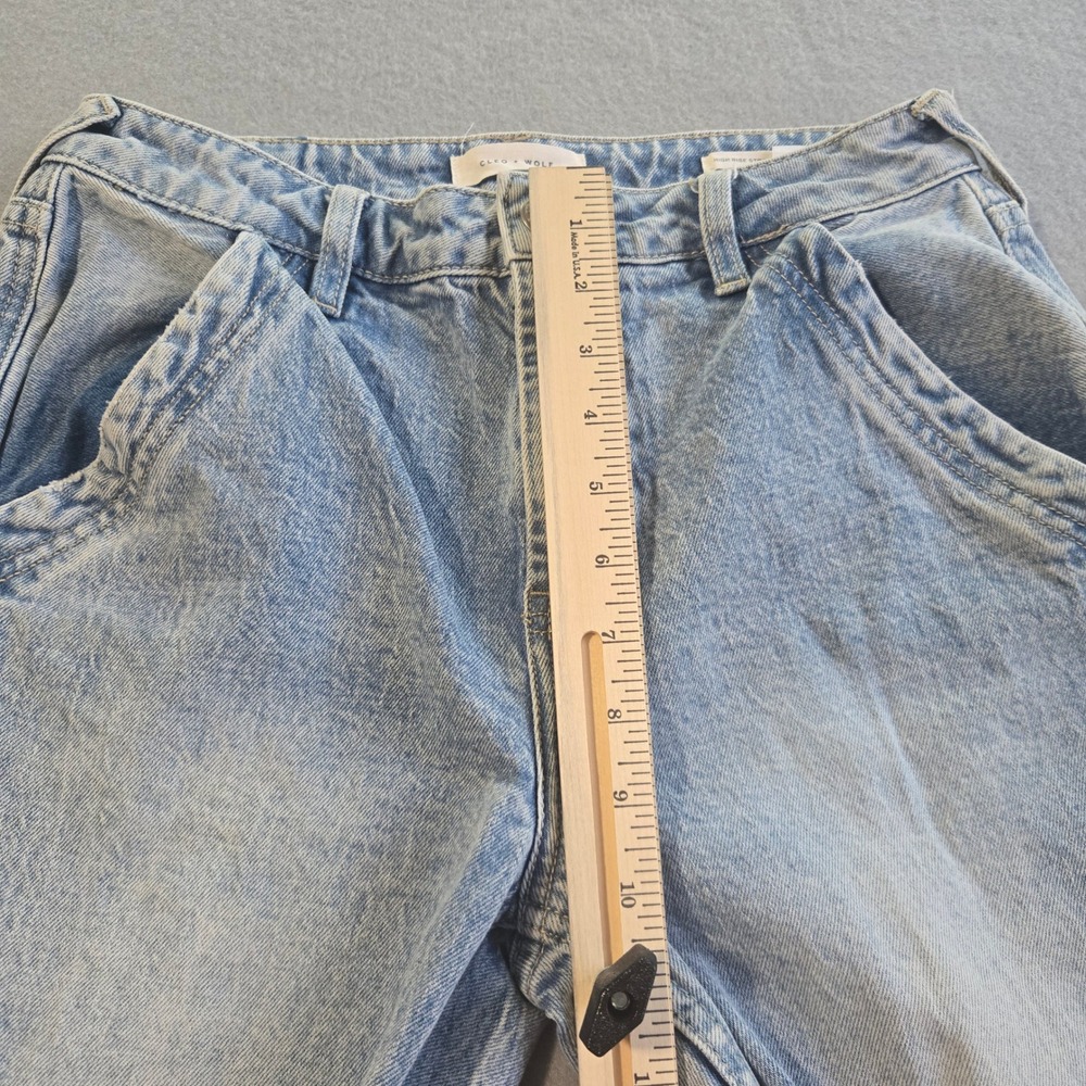 Cleo + Wolf Carpenter Jeans Women 28 Light Wash High Rise Straight Utility Denim - Picture 10 of 10